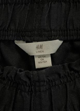 Черные льняные брюки на резинке h&m широкие ровные  44-463 фото
