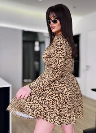 Женское летнее платье леопард из итальянского трикотажа размеры 42-562 фото