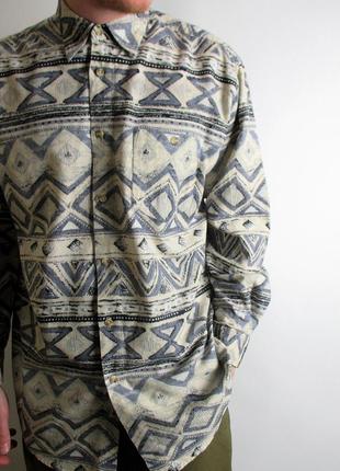 Рубашка vintage 90s "happy life" aztec flanel shirt4 фото