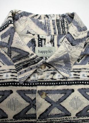 Рубашка vintage 90s "happy life" aztec flanel shirt8 фото