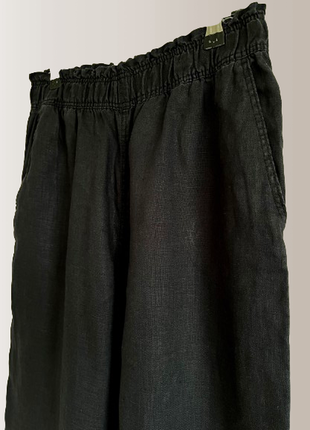 Черные льняные брюки на резинке h&m широкие ровные  44-46