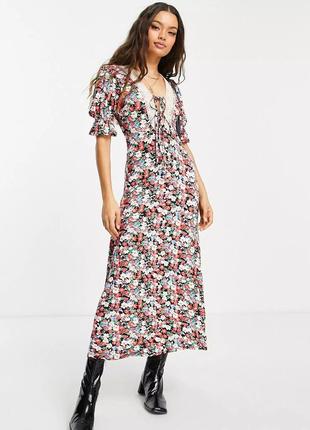 Длинное платье с цветочным принтом asos весеннее летнее платье макси цветочный принт кроше крючком5 фото