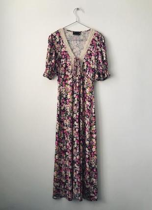 Довга сукня з квітковим принтом asos весняна літня сукня плаття максі квітковий принт кроше гачком2 фото