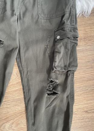 Джинсові штани хакі карго new look розмір 15 років 170 см4 фото