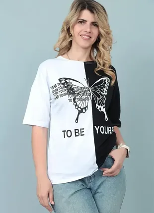 Двокольорова футболка "butterfly"2 фото