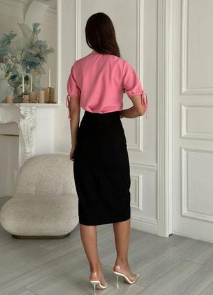Блуза женская нарядная вышиванка розовая с коротким рукавом 3520-023 фото