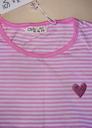Кофта для девочки в розовую полоску с блестящим сердечком 16-размер: 140 (9/10 лет) 16,бренд: ovs3 фото