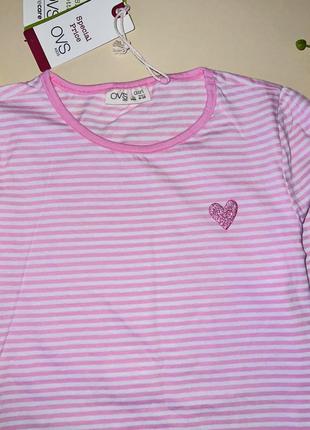 Кофта для девочки в розовую полоску с блестящим сердечком 16-размер: 140 (9/10 лет) 16,бренд: ovs8 фото
