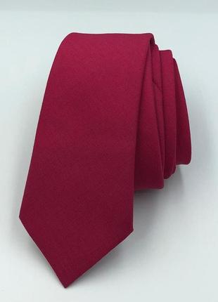 Галстук мужской  темно - розовый узкий3 фото