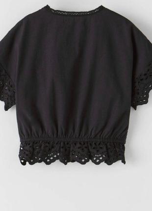 Блуза чорна з прошви zara 10 років 140 см2 фото