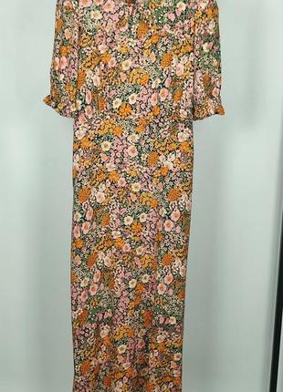 New look великолепное длинное платье цветы с воротничком2 фото