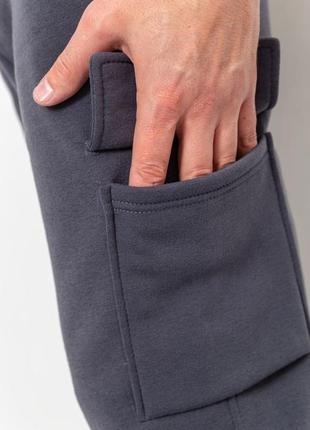 Спорт штани чоловічі карго на флісі, колір сірий4 фото
