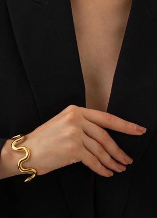 Тренд золотистий жіночий браслет на руку медична сталь преміум якості3 фото