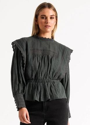 Piper блуза люкс бренд як zimmerman, sezane мереживна, стиль вінтаж, ажурная блуза, обьемные рукава, сорочка