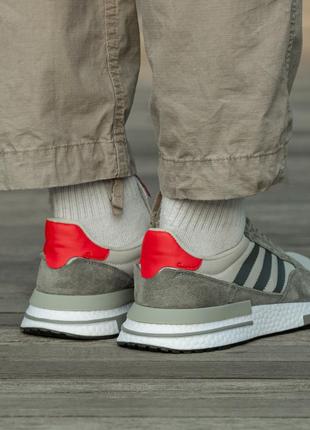 Мужские кроссовки adidas zx 500 rm grey four scarlet 40-41-42-43-44-456 фото