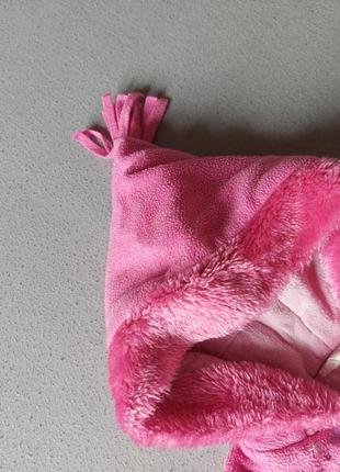 Детская розовая флисовая курточка кофта с капюшоном для девочки5 фото