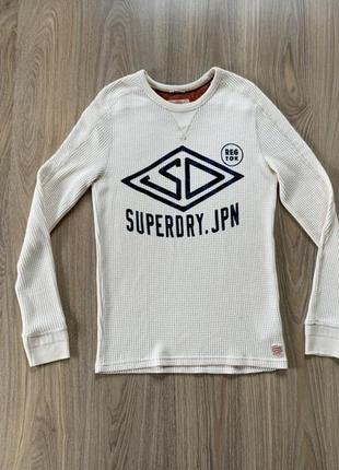 Мужская вафельная хлопковая кофта лонгслив superdry