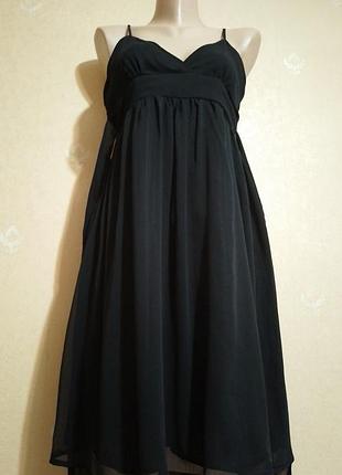 Платье шифоновое чёрное на бретелях 5