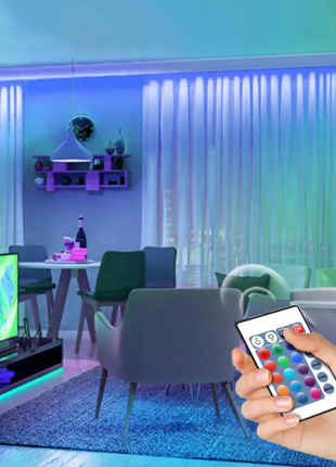 Светодиодная лента многоцветная 3528 rgb 5 м led c пультом
