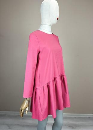 Zara повседневное платье розовое платье мини миди cos рубашка на длинный рукав maje коттон хлопок поплин5 фото