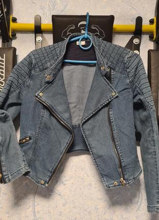 Джинсовка джинсовая косухая куртка пиджак1 фото