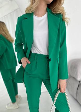 Женский брючный костюм с пиджаком черный красный серый синий малиновый