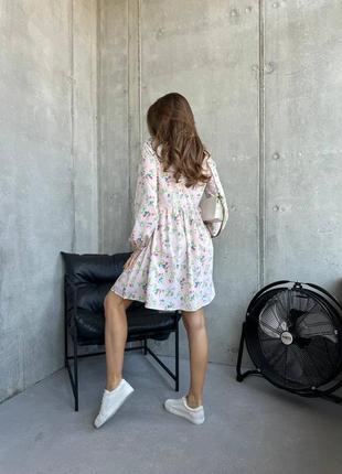 Неперевершена сукня вільного крою з квітковим принтом, сукня міні  ( мод 169 )5 фото