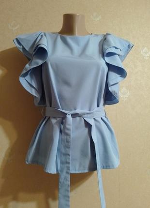Блуза нежная с воланами и поясом италия1 фото