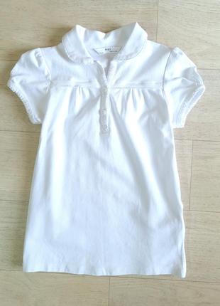 Базовая беленькая блуза, поло для девочки marks&spencer указано 7-8 лет2 фото