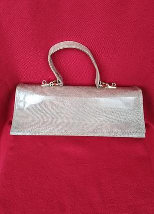 Шкіряна шкіра сумка багет зі зміїним принтом оригінал3 фото