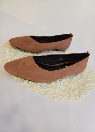Фирменные marks & spenser туфли/балетки, в коричневом цвете, стелька кожа, размер 413 фото