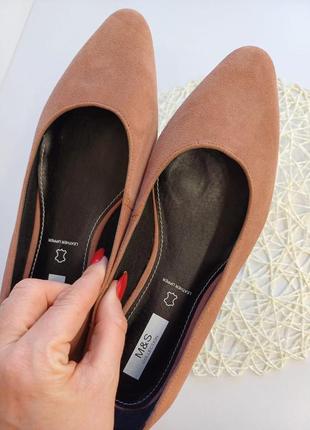 Фирменные marks & spenser туфли/балетки, в коричневом цвете, стелька кожа, размер 418 фото