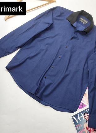 Рубашка мужская синяя классическая от бренда primark l