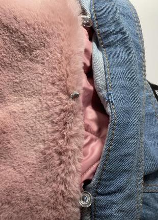 Комплект шубка полушубок джинсовая куртка пиджак 146-152 см3 фото