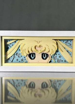 Многослойный ночник лампа с 3d эффектом аниме sailor moon сейлор мун светильник
