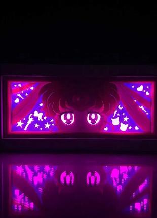 Многослойный ночник лампа с 3d эффектом аниме sailor moon сейлор мун светильник