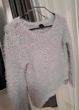 М'якенький сірий пухнастий укорочений светр h&m