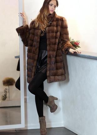 Норковая шуба пальто норковое поперечный крой италия шикарная классика1 фото