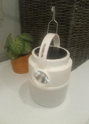 Кемпинговый светодиодный подвесной фонарь лампа на солнечной батарее, фонарик powerbank 10 часов работы