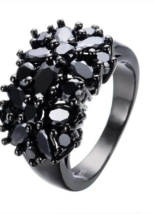Кільце перстень чорні агати кольцо бохо2 фото