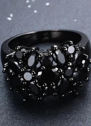 Кільце перстень чорні агати кольцо бохо4 фото