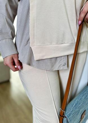 Не кошлатиться ‼️ весенний стильный брючный костюм женский ( брюки+ кофта рубашка) батал (мод 121)10 фото
