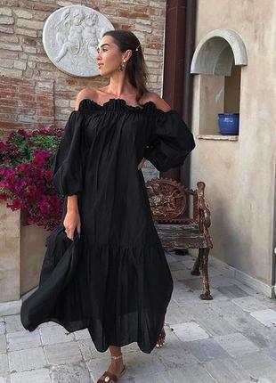 Платье сарафан женское чёрное объёмное пышное