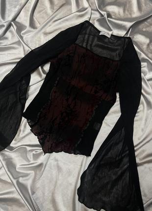 Готическая блуза с клешными рукавами винтаж вампирская2 фото