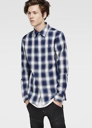 G-star raw men’s rivo core check blue white long sleeve button shirt rrp €100 сорочка на довгий рукав