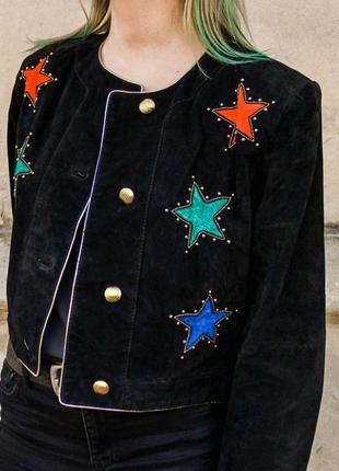 Замшевый жакет пиджак куртка винтаж со звездами