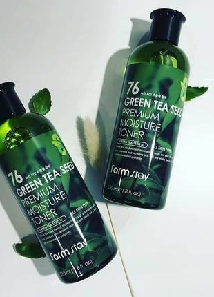 Тонер увлажняющий с семенами зеленого чая farmstay green tea seed premium moisture toner1 фото