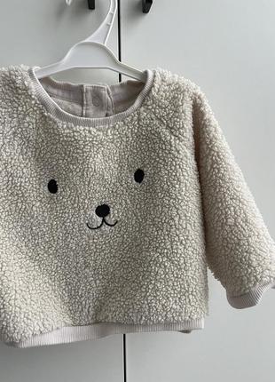 Кофта ведмежатко, світшот, толстовка h&m, 6-9 m, 9-12 m1 фото