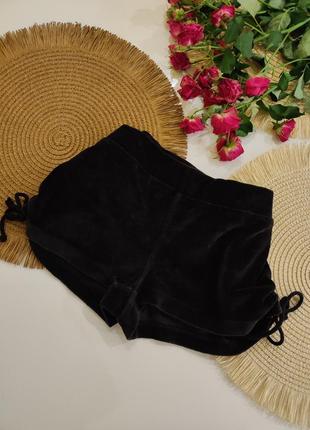 Черные домашние шорты велюровые шорты черные короткие черные бархатные шортики
