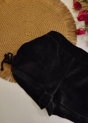 Чорні домашні шорти велюрові шорти чорні короткі чорні бархатні шортики3 фото